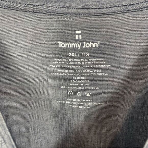 Tommy John Second Skin Luxe Rib Pajama Pocket Tee Gray Pin Striped Men’s 2XL XXL - Picture 5 of 11